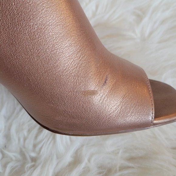 Charles x Charles David Goldie Peep-Toe Mule Genuine Rose Gold Leather Size 8.5 - Picture 2 of 5